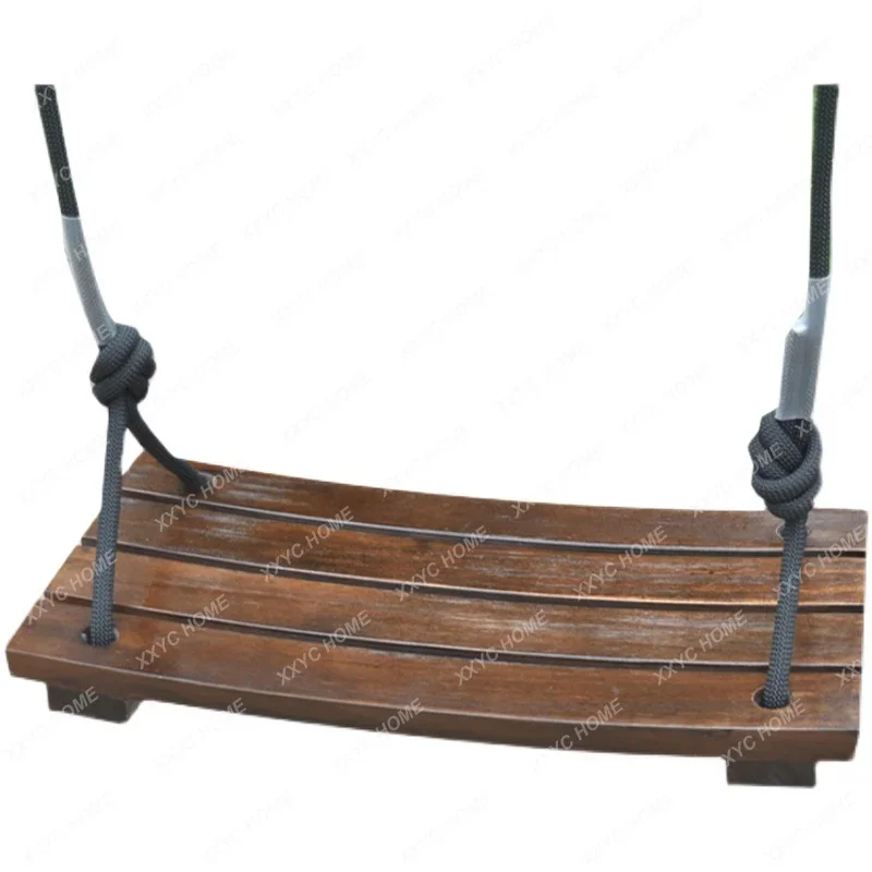 Swing Child Kid Indoor Outdoor Courtyard Horizontal Bar to Swing Carbonized Wood Bending Plate Seat Baby Glider Hammock