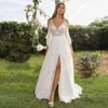 Sexy V-Neck Wedding Dresses For Women Satin Surface Backless A-Line Bridal Gowns Mopping Length Ball Vestido De Novia Customized 3