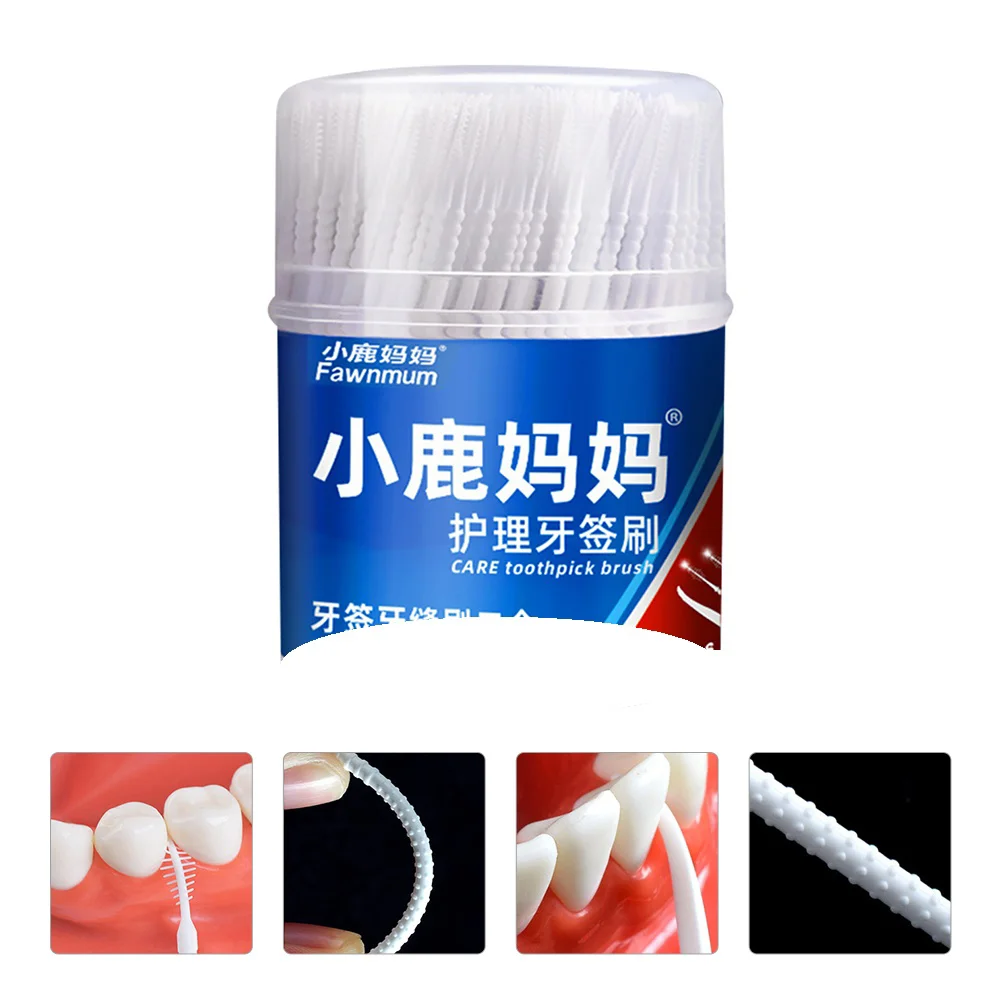 300Pcs Disposable Interdental Brush Double-head Toothpick Interdental Cleaners