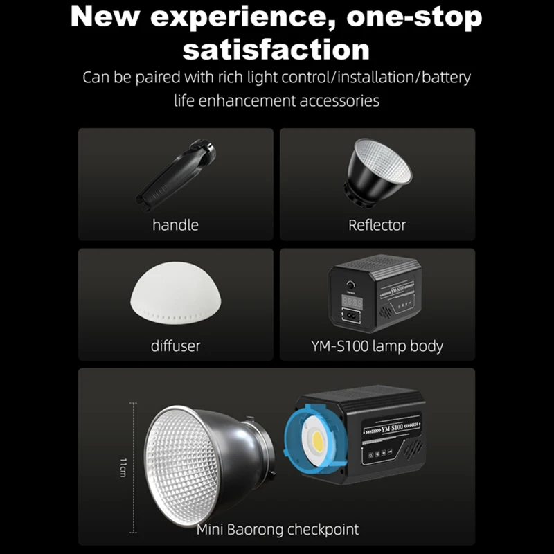 100B COB Video Light مع مقبض، 100W ثنائي اللون، در...