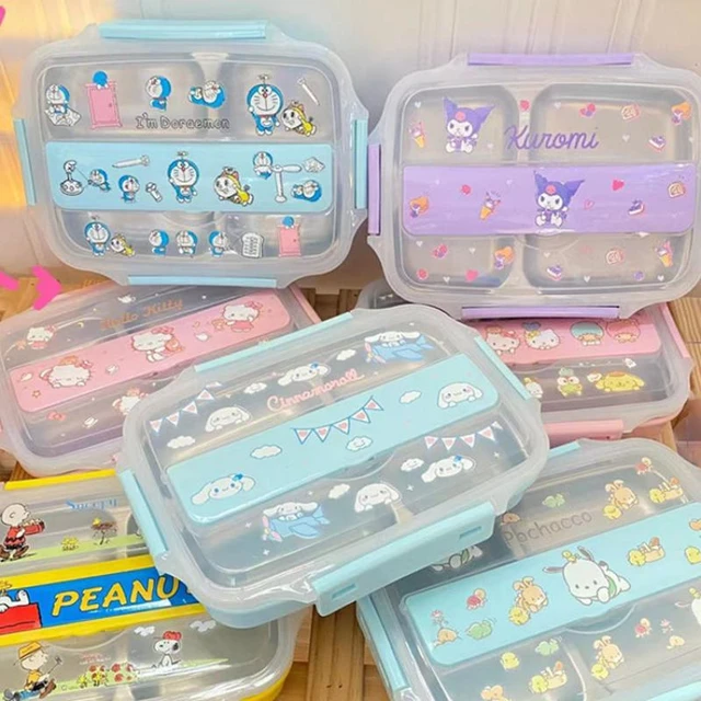 Anime Sanrio Hello Kitty Cinnamoroll Cartoon Bento Box Anime My Melody  Pompompurin Stainless Steel Portable Fresh Lunch Box - AliExpress