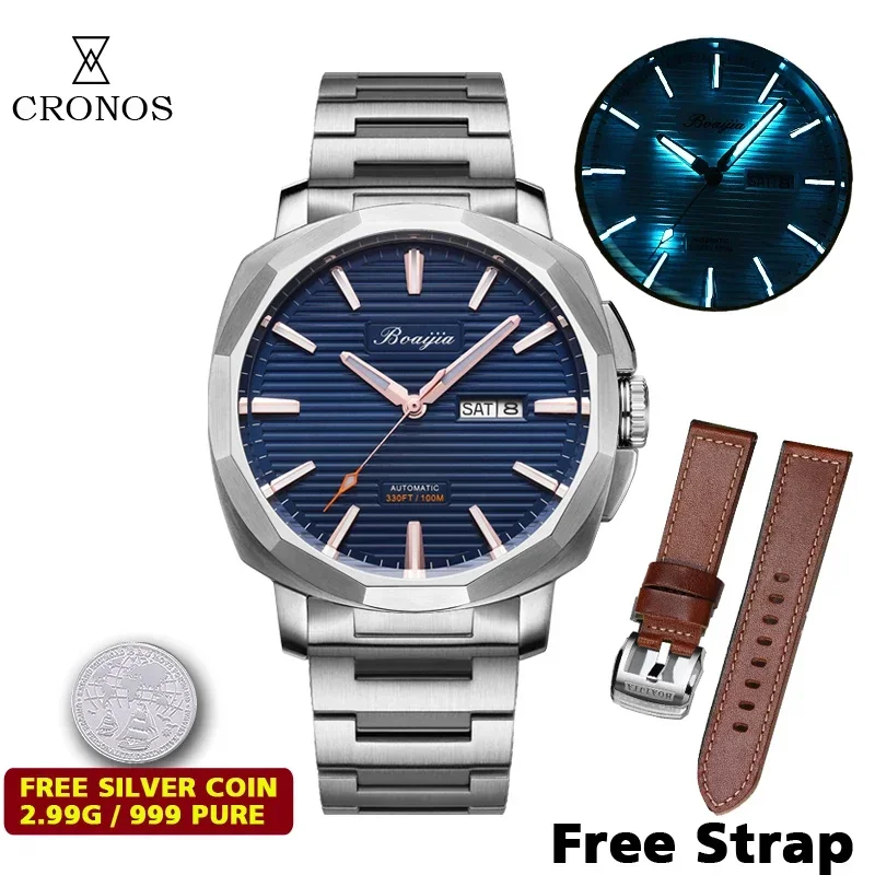 Cronos Watch For Men Boaijia Citizen 8205 Movement Automatic Diver Men Watch Strisce Orizzontali Dial 10Bar Waterproof Bgw-9 Lum