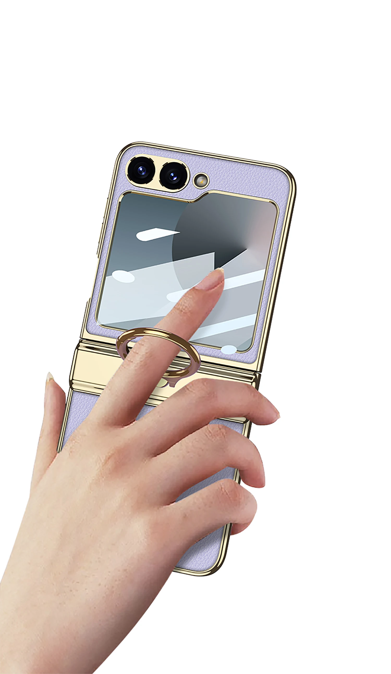 Magnetic Hinge PU Leather Case For Samsung Galaxy Z Flip 6 Screen Glass Plating