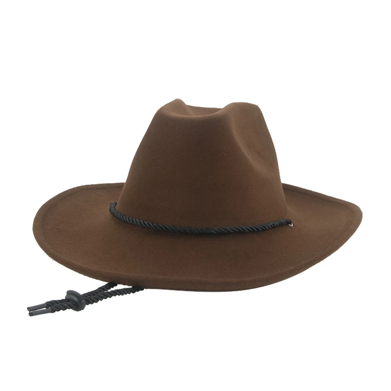 Sombrero de vaquero Fedora para mujer, de ala ancha Sombrero de Panamá, cuerda a prueba de viento, vaquero occidental, negro, café, Otoño e Invierno|Sombreros de cowboy para hombres| - AliExpress