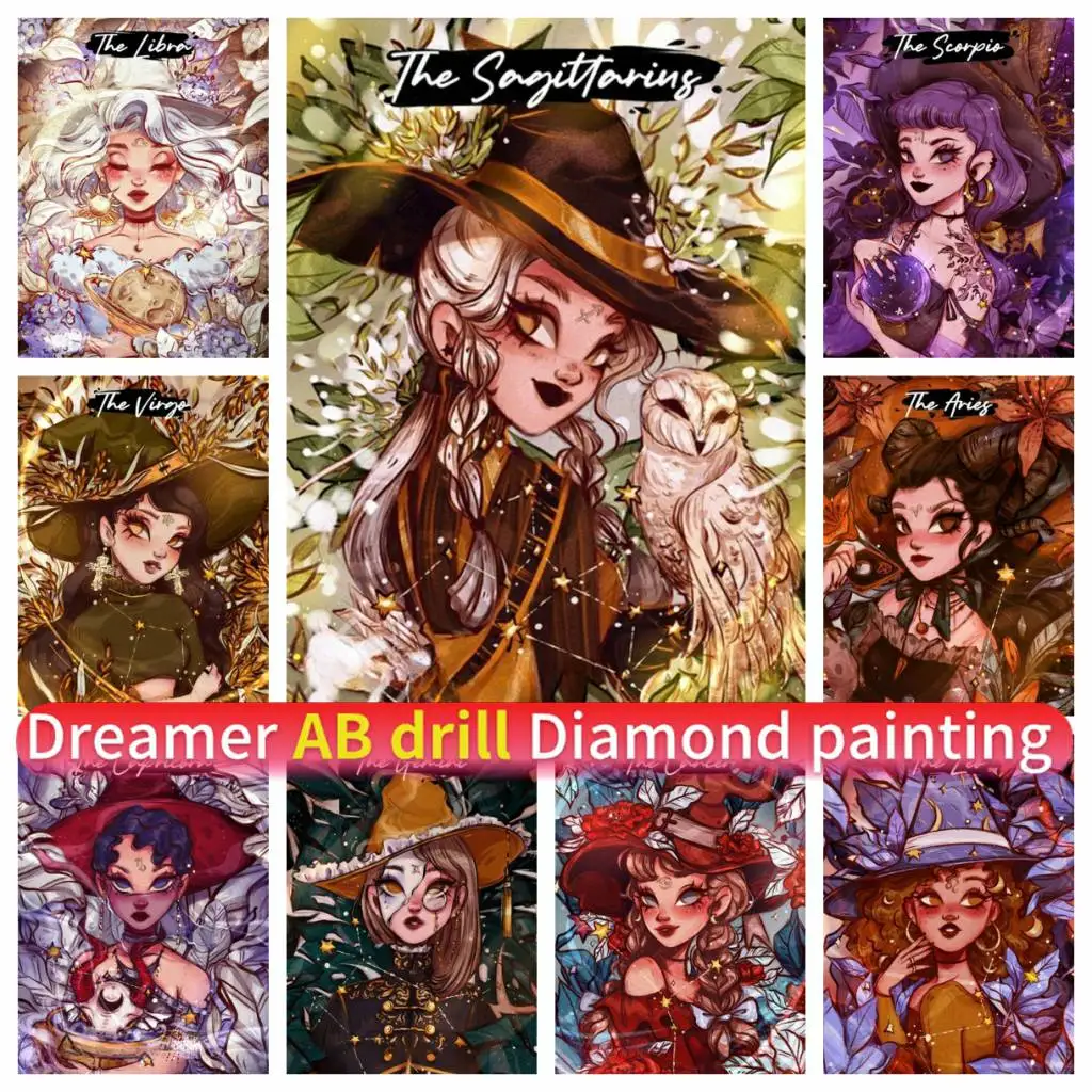 

Zodiac Witch Fantasy Art Mosaic DIY 5D AB Diamond Painting Corss Stitch Full Drill Round Square Handmade Rhinestones Embroidery