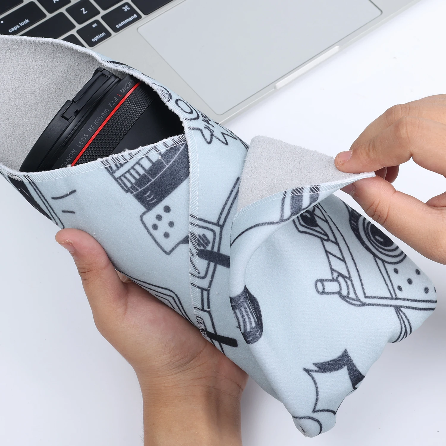 Camera Cover Protective Wrap Cloth Self-Adhesive Magic Folding Cleaning Camera cloth Microfiber Storage Bag for Sony Nikon 2