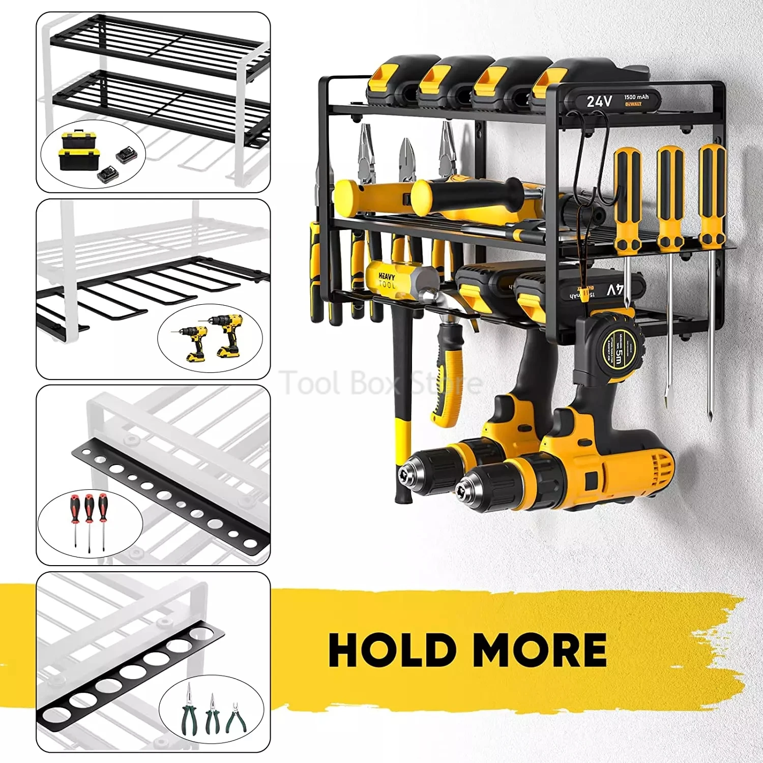 Power Tool Organizer Rack Wall Mounted Handheld Electric Drill Holder Floating Tool Shelf Screwdriver Storage Rack for Garage tool organizer wrench organizer wrench holder screwdriver organizer power tool holder
