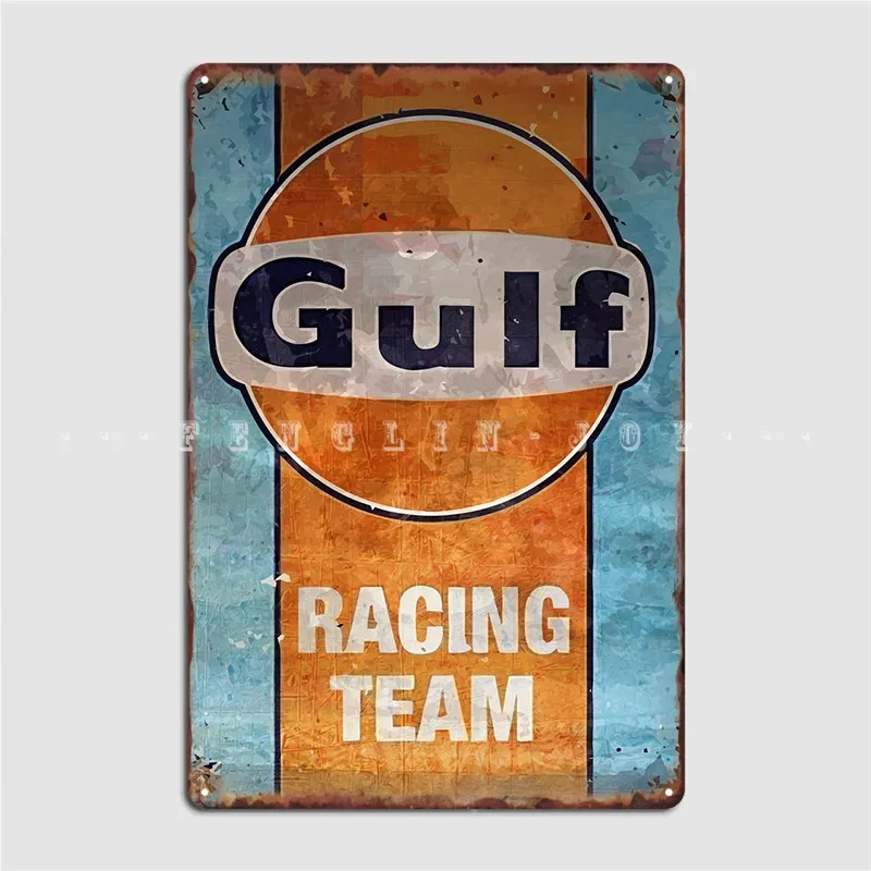 

Gulf Racing Team Metal Sign Wall Mural Home Classic Wall Decor Tin Sign Poster