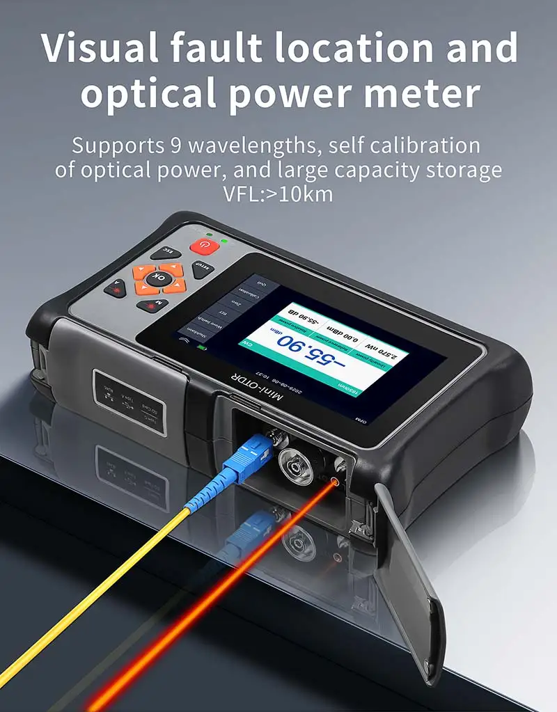 KP800 Mini-OTDR 100KM 1310/1550nm Fiber Optic Cable Tester Optical Time Domain R