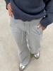 Gray Drawstring Waist Casual Sweatpants Women Solid Simple Basic Minimalist Fitness Joggers Straight Pants 3