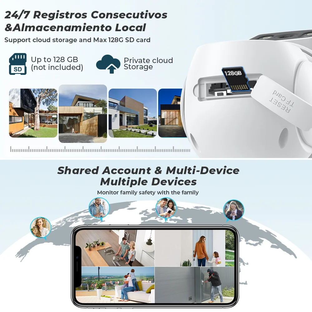 Outdoor 6K 12MP Three Lens 8X Zoom PTZ IP Camera AI Human Detection HD 8MP Dual Screens WiFi Camera CCTV Security System iCSee images - 6