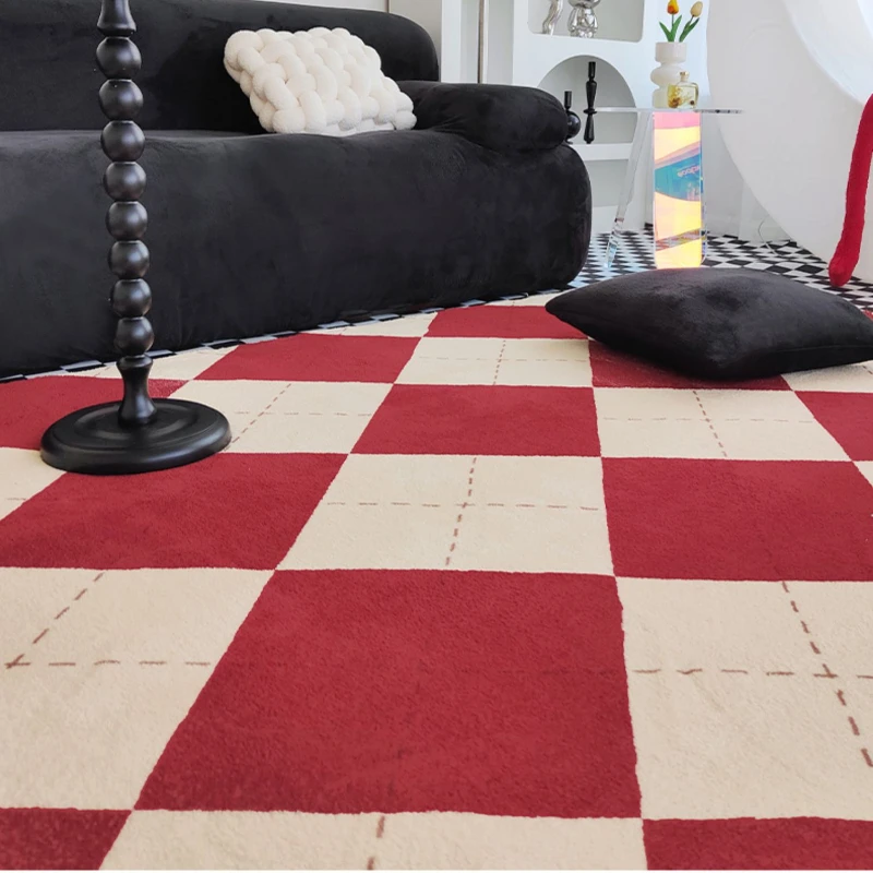 Checkerboard Irregular Living Room Carpet Fluffy Soft Large Area Carpets Home Decoration Bedroom Rug Tapis Alfombra  سجادة ковер