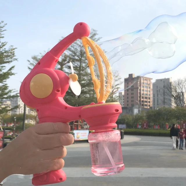 Blowing Large Bubbles Automatic Bubble Gun with Liquid Toys Soap Machine Outdoor Party Play Toy for Kids Birthday Surprise Gifts