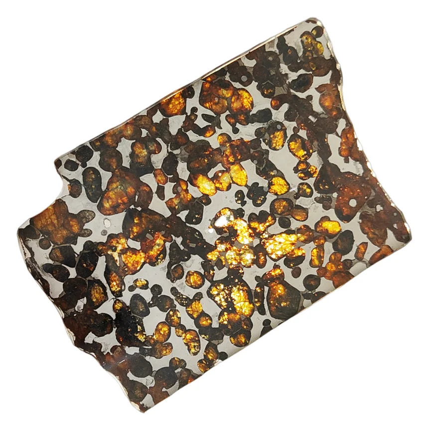 

Натуральный метеорит из кенийского оливкового метиорита Sericho, образец из материала метеорита, экземпляр из оливкового метиорита с большими ломтиками, коллекционное изделие