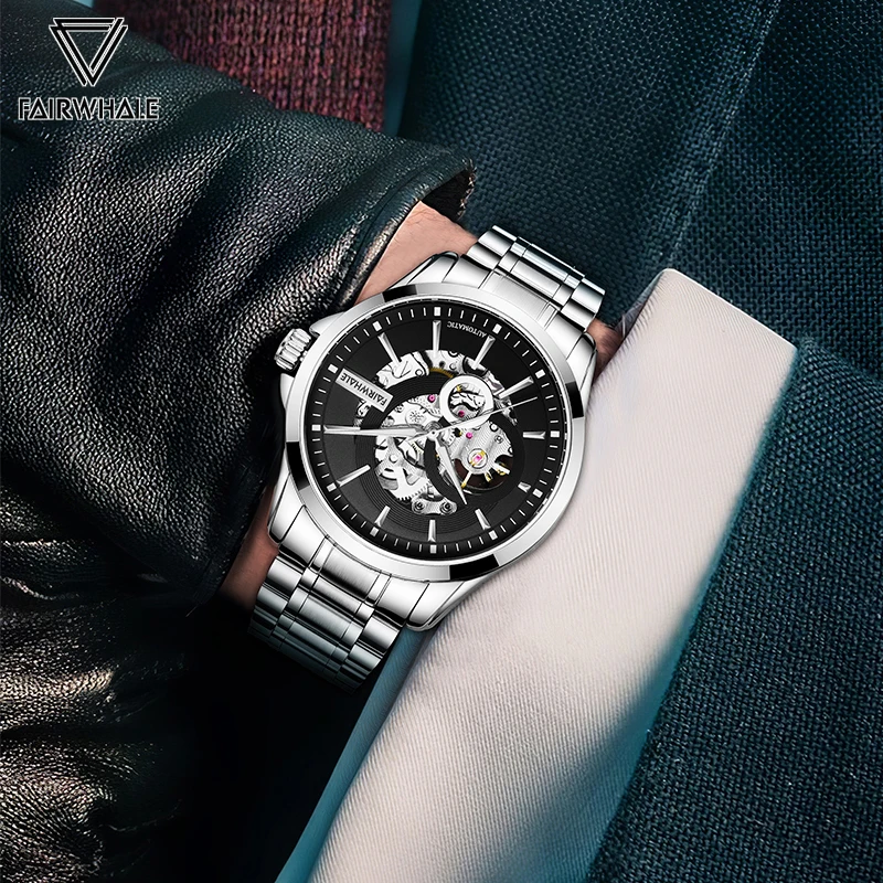 Latest Hollow Automatic Man watch Fashion Stainless Steel Tourbillon Mechanical Watches for Men Waterproof relojes Dropshipping
