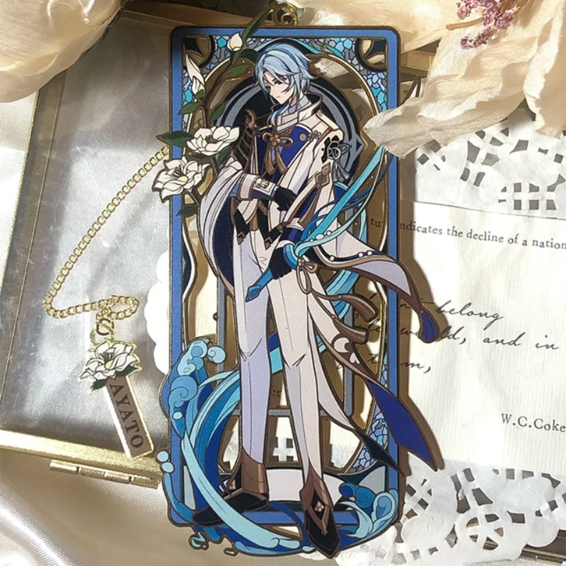 

Cosplay Accessories Original enshin Impac Game Kamisato Ayato Creative Metal Hollow Out Chain Bookmark Pendant Collection Gift