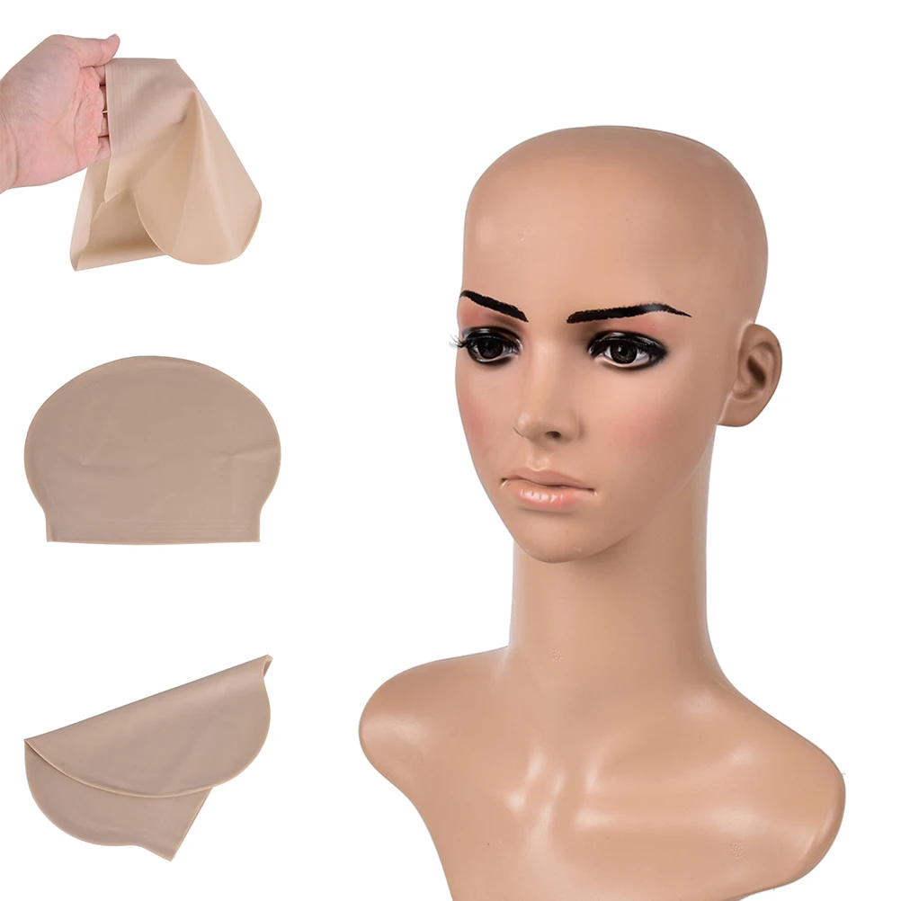 Funny Latex Skin Fake Bald Head Unisex Fancy Film Party Dress Skin Head Wig Cap Latex Mask Hat 1pc fake bald head wig cap
