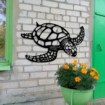 Metal Sea Turtle Wall Art Decor, Beach Wall Decor, Exquisite Black Sea Turtle Beach Theme Wall Art, Living Room Decorations 6