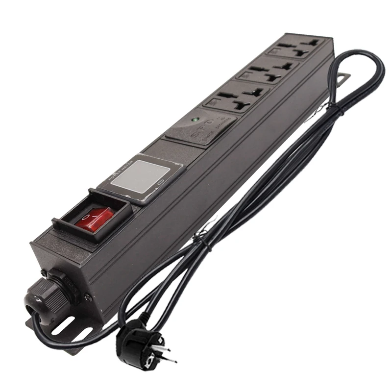 

Rack Mount Aluminium Alloy PDU Power Strip 3500W 3AC 16A Socket Surge Protection Voltmeter Ammeter Power Meter 2Meter Cord