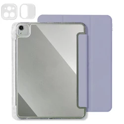 Sleek Tri - fold Clear Acrylic Tablet Case for iPad Pro 11 18 - 22 (TMYKL - Purple)
