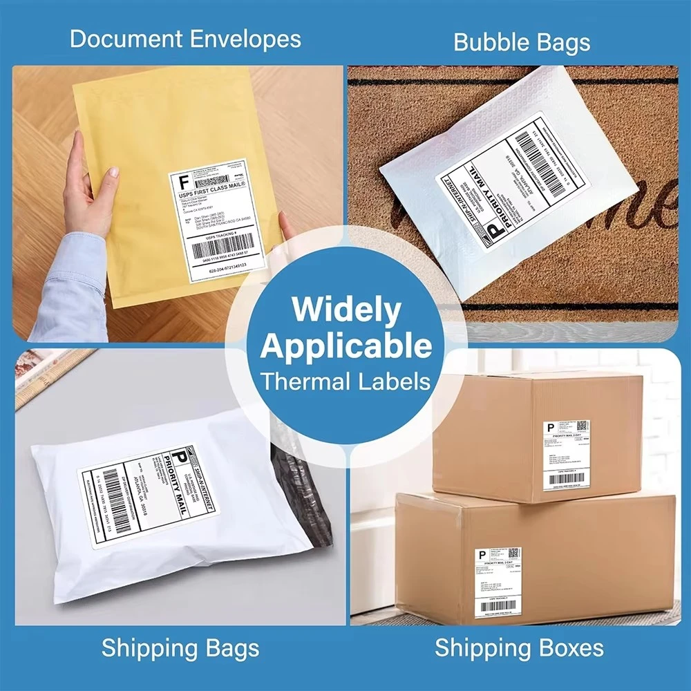 4x6인치 열전사 배송 라벨 프린터용 배송 라벨 100/500개, 100x150mm 비즈니스용 열전사 라벨 용지, 택배 운송장