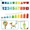 Wooden Number Puzzle Sorting Montessori Toys For Toddlers Shape Sorter Counting Fishing Game Educational Math Stacking Block 5