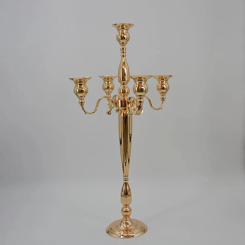 

2/5/10pcs Candle Holders 5-arms Metal Gold Candelabras Crystal Candlesticks For Wedding Event Centerpieces