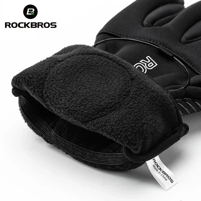 Cycling Gloves Ski Gloves ROCKBROS Warm Bicycle Gloves Outdoor Touch Screen Winter Gloves Windproof
