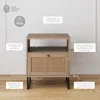 Rattan Wood End Side Accent Table Nightstand with Storage 4