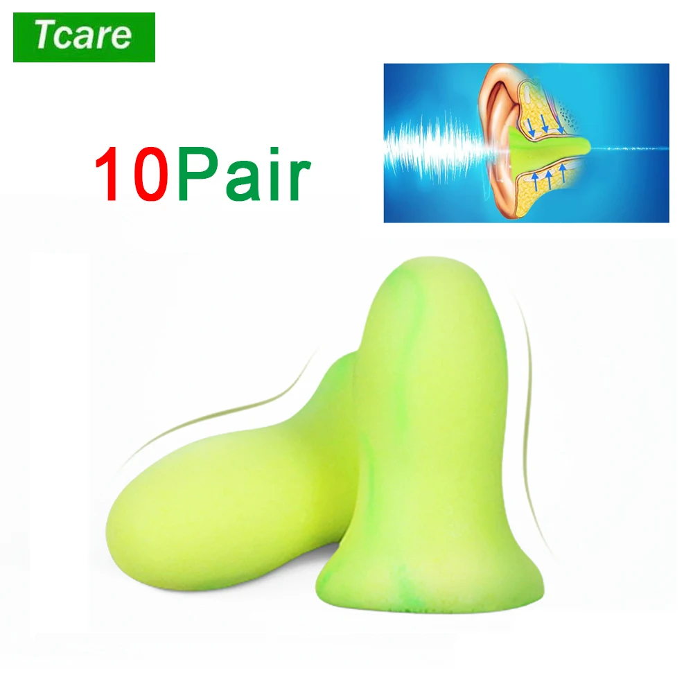 Tcare 10Pair/Set Ultra Soft Foam Earplugs Comfortable 35 60dB SNR Ear