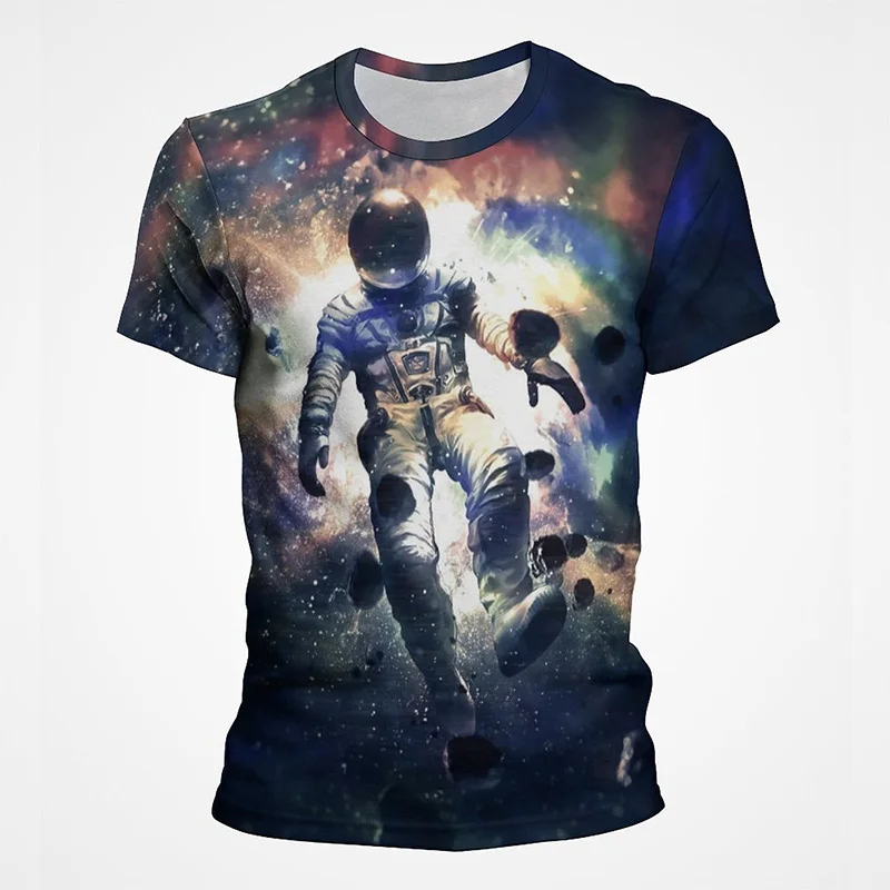 

Summer Short Sleeve Fashion 3D Universe Astronaut Printing Short Sleeve Women Clothing Streetwear Hip Hop Tops Tees Men Clothes