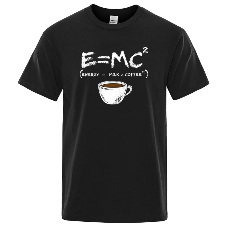 

Energy=Milk Coffee Printing Men Tshirt Casual Tshirts Funny Cotton Loose Tees Shirts Street Oversized T-Shirts Man 80195