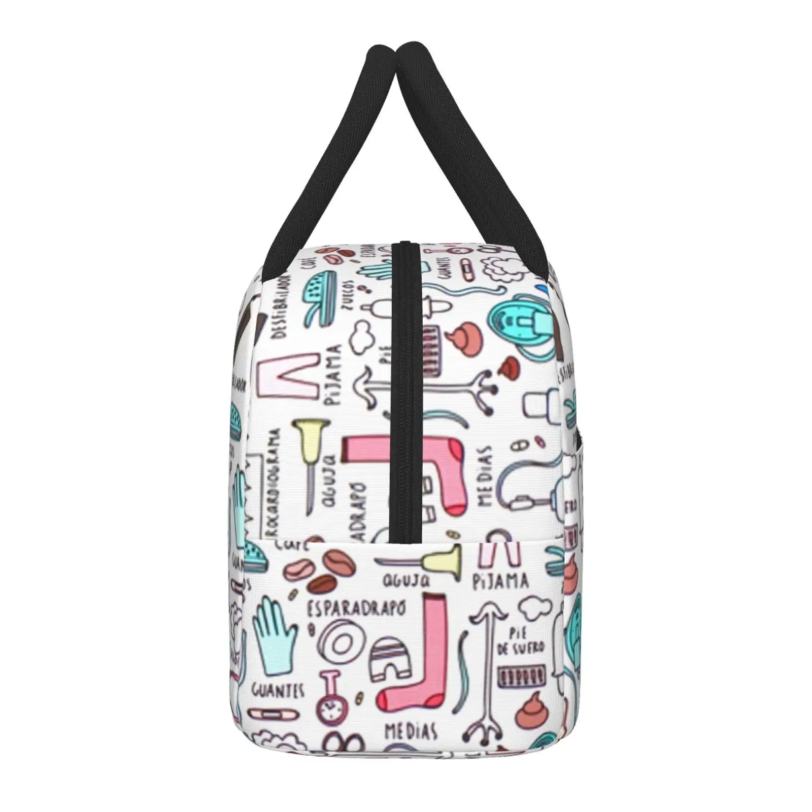 NOISYDESIGNS Travel Nurse Bag Insulated Lunch Bags Women Cartoon Nurse Print Food Case School Cooler Warm Bento Box for Kids