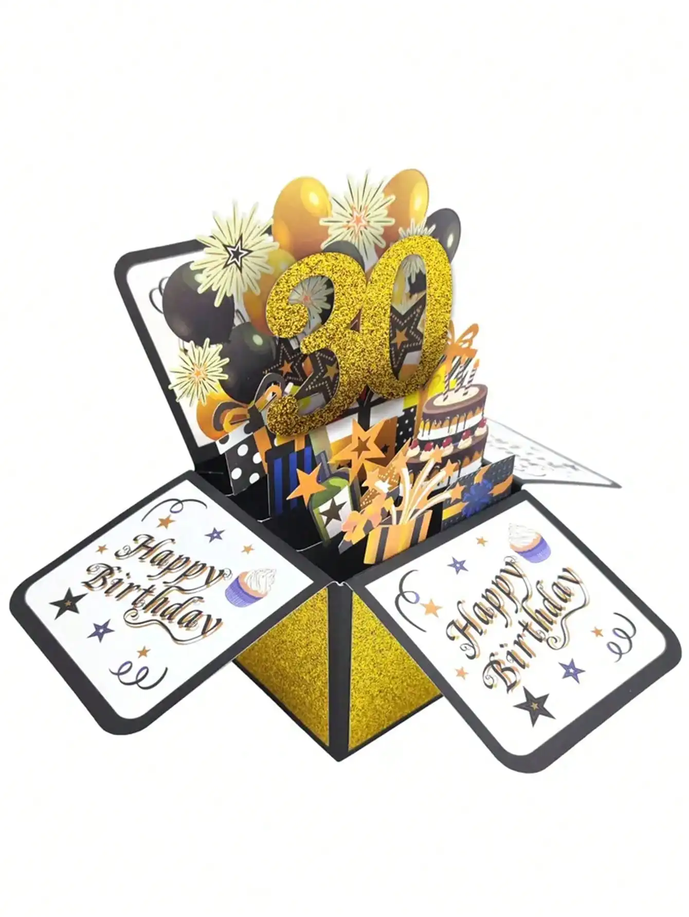 1PC, 18/30/40th Happy Birthday Pop-up Tape Note and Envelope 3D Pop-up Birthday Cards, Small Business Supplies greeting cards