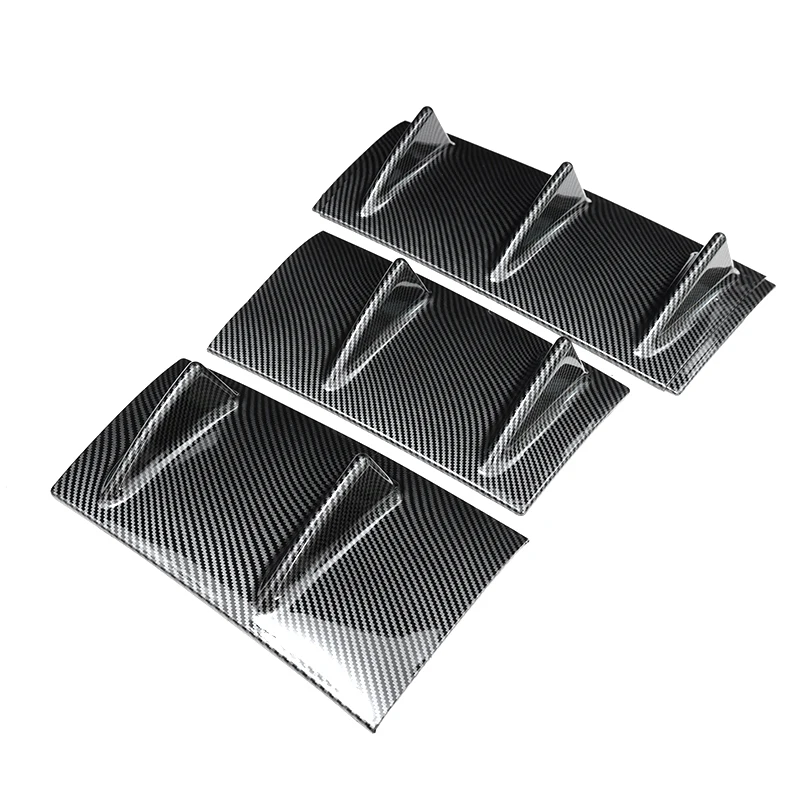 Car bumper spoiler 3pcs Universal Rear Bumper Spoiler Diffuser 7 Wing Shark Fin Style Lower Body Lip Gloss Black