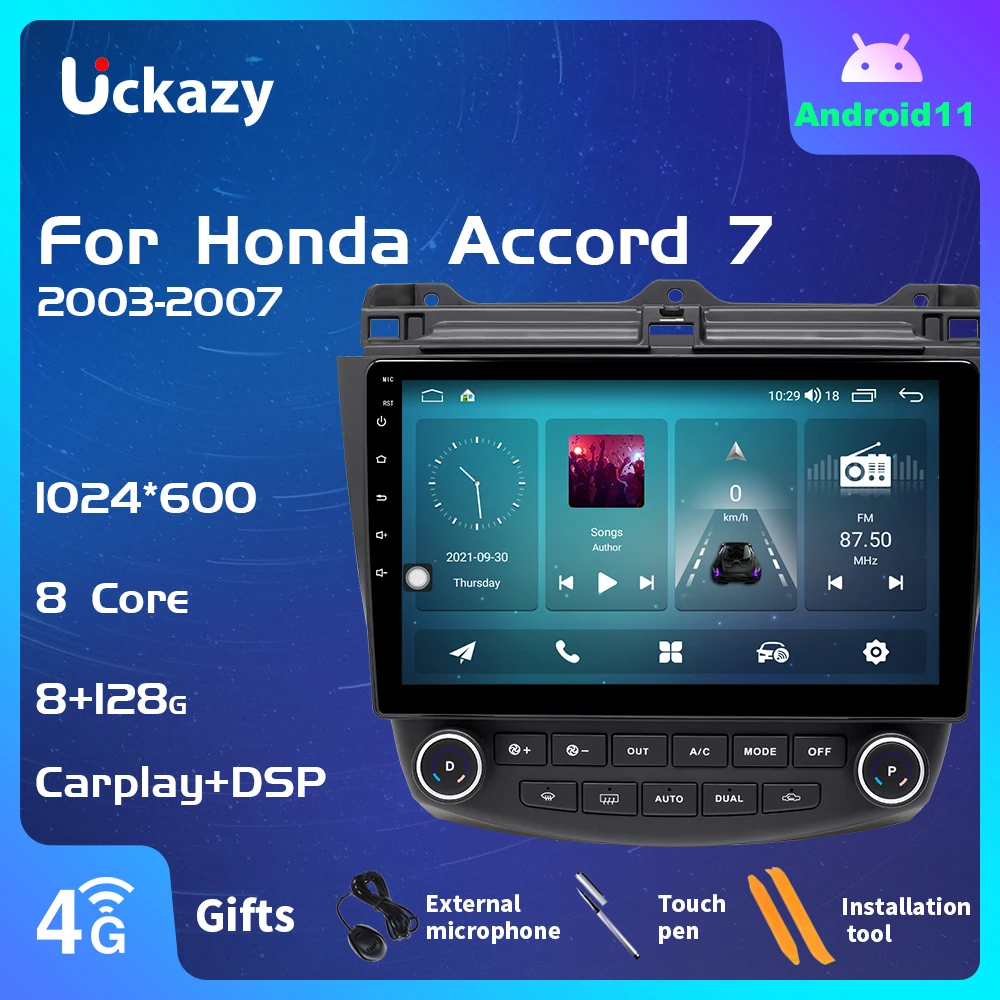 Uckazy 8 Core 2 Din Android 11 Car Multimedia Player For Honda Accord 7