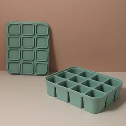 Silicone Ice Cube Tray with Easy Release - 12 Slot Square Mold (12 grid D green)