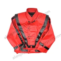 Michael Joseph Jackson Leather Red Thrilling Jacket, Suitable for 5-12 Year Boys Girls Kids ,Halloween Birthday Gift, 2