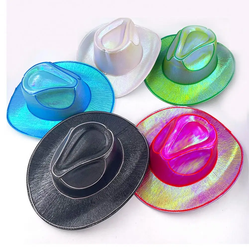 

Led Fluorescent Hat Led Cowboy Hat Led Glowing Light Bar Cap Colorful Disco Cowgirl Hat for Bachelorette Party Unisex Hop Style