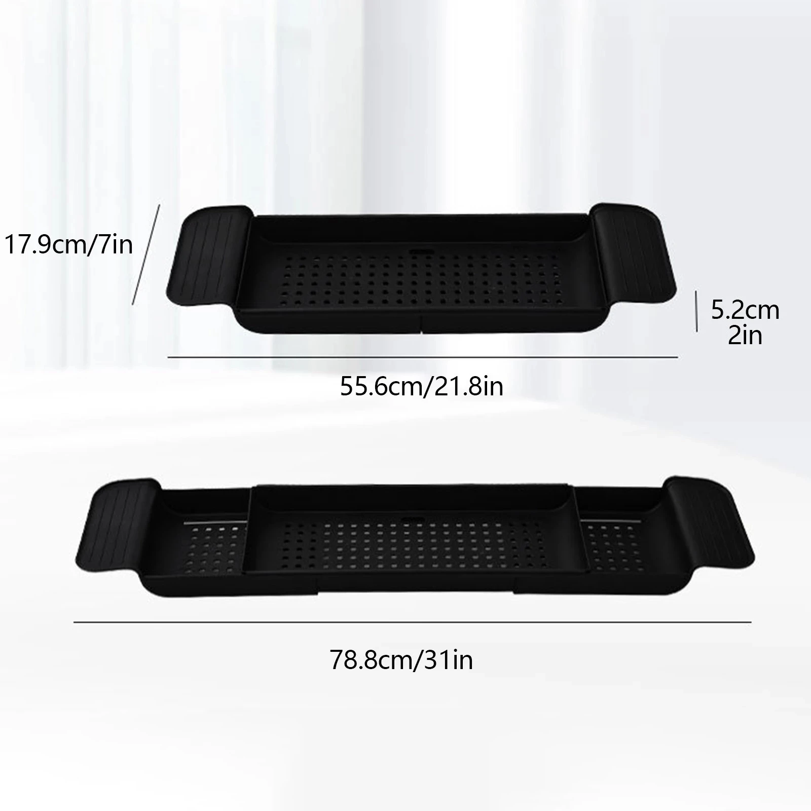 Bathtub Shelf Extendable Bathroom Bathtub Tray Shower Caddy Bath Tub Rack Towel Book Holder Storage Organizer Accessories