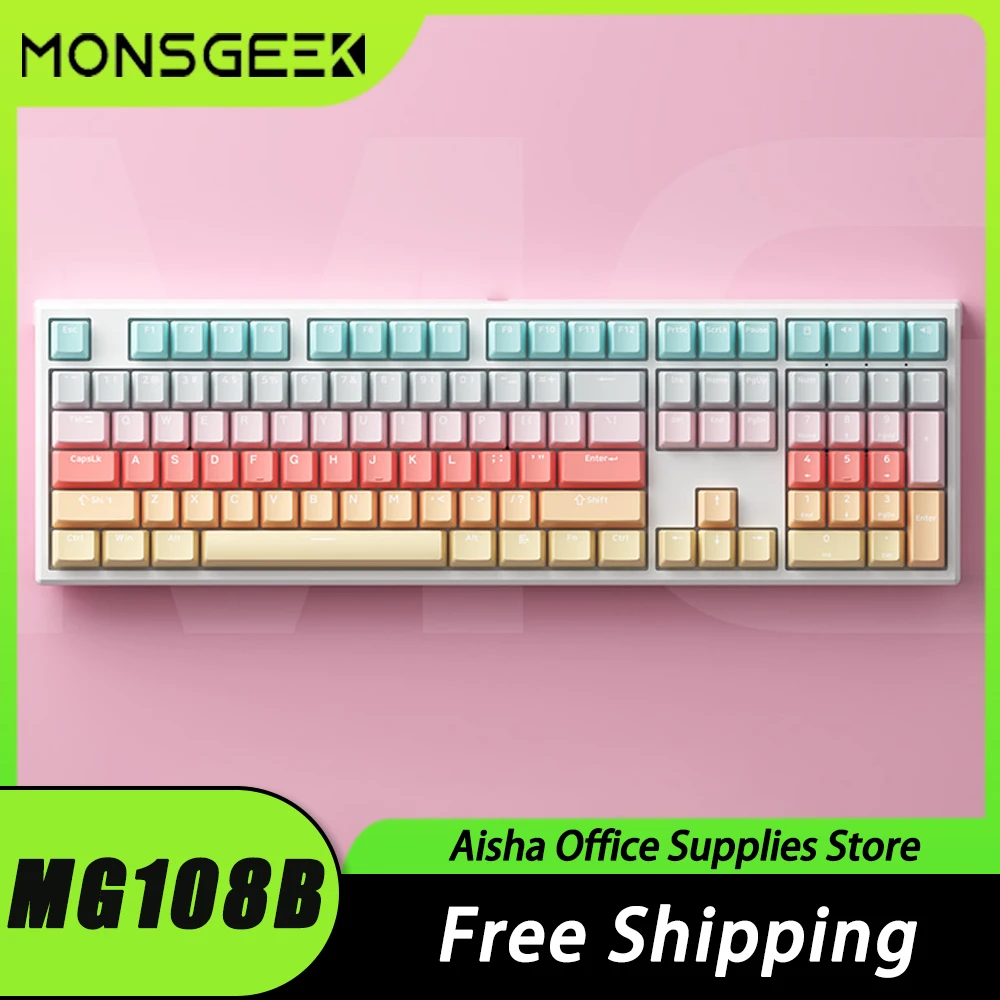 

MONSGEEK MG108B Wireles Mechanical Keyboard Dynamic RGB Three Mode Gaming Keyboard 108 Keys PBT Keycaps Hot Swap Pc Gamer Laptop