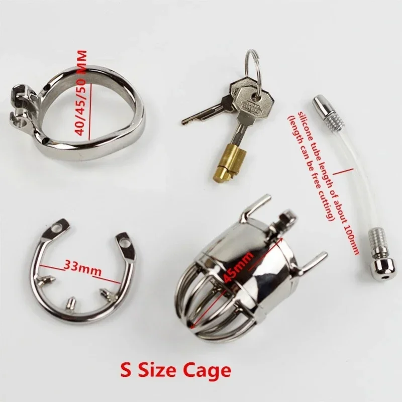 Stainless Steel Male Chastity Cage With Catheter Chastity Restraint Cock Cage Adult Erotic Sex Toys For Man Gay 18+