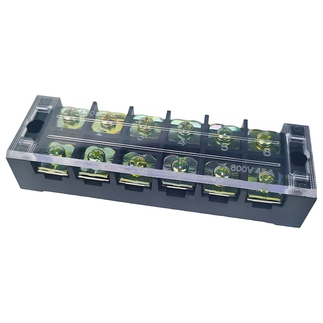 1Pcs TB4506 45A 600V Dual Row Barrier Screw Terminal Block Strip Wire Connector Insulated DIY Electrical Fix Fence High Quality 2