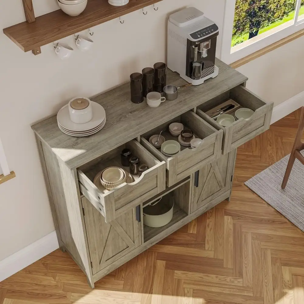 Gray Storage Cabinet with Adjustable Shelves, Drawers, and Doors for Multi-Room Use image 5