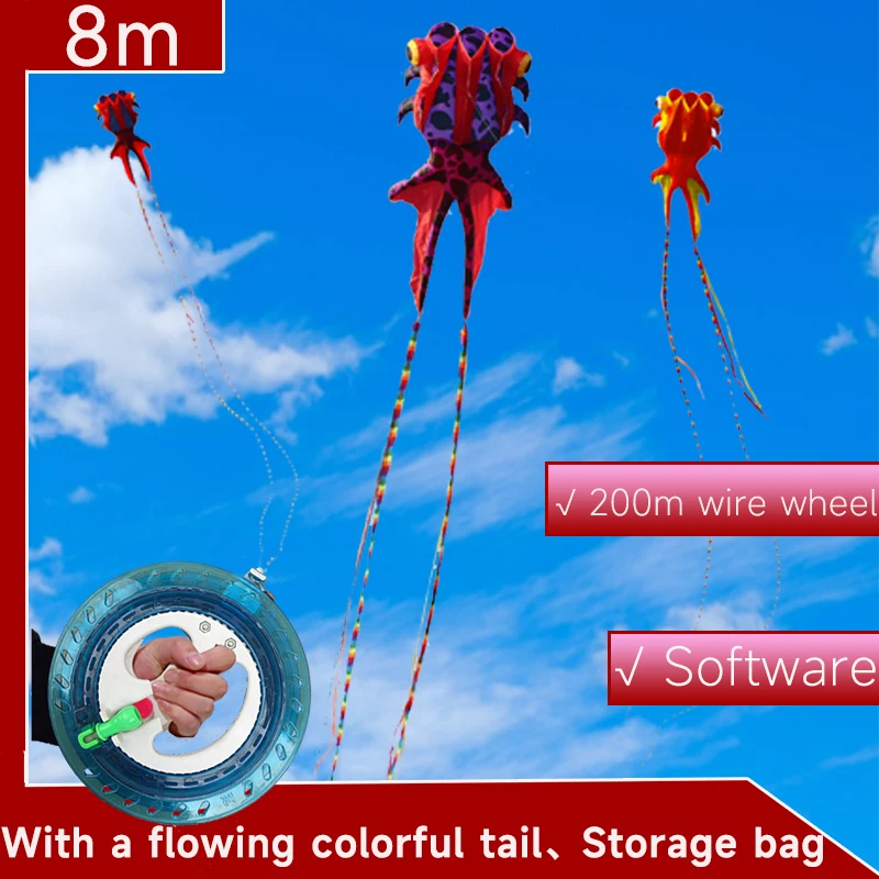

3D Goldfish 8m Soft Skeleton Free Kite Easy to Fly High end 3D Frameless Soft Kite New Large Single Line Kite with Wire Wheels