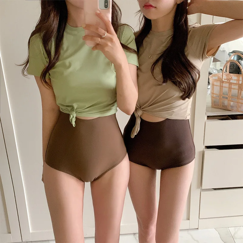 

Korean one-piece swimsuit conservative bikini triangle sexy hot spring swimsuit two-piece bikini