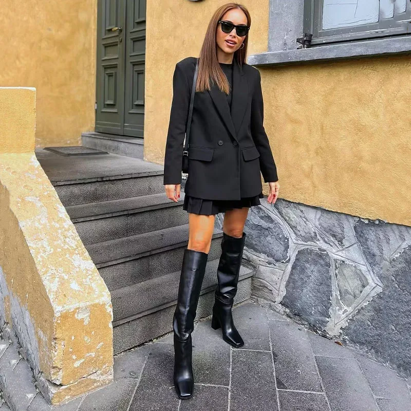 

ZATRHMBM женский 2023 новый модный многоцветный двубортный блейзер винтажный с длинным рукавом с накладными карманами женская верхняя одежда Стильный Топ