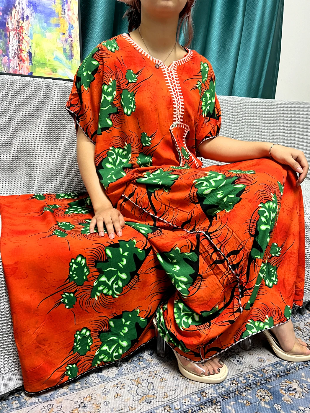 Abayas For Women's Prayer Garment Traditional Printed Floral Cotton Boubou Loose Femme Robe African Islam Dresses 160x70cm Scarf