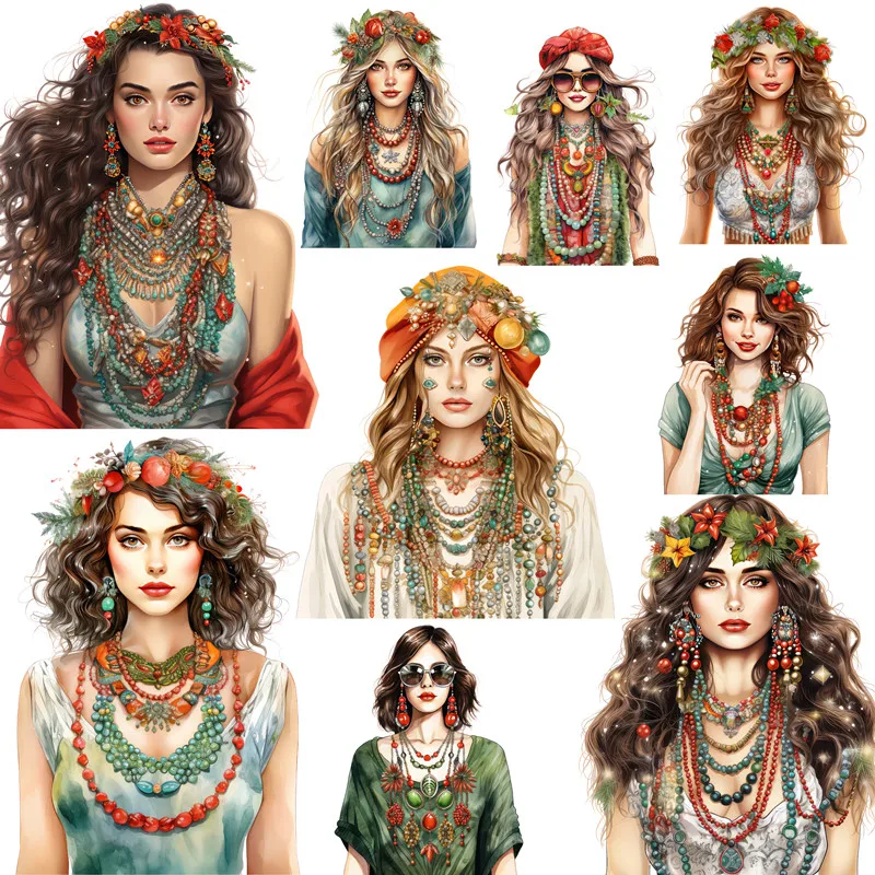 

12Pcs/Pack Bohemian Girls Sticker DIY Craft Scrapbooking Album Junk Journal Decorative Stickers