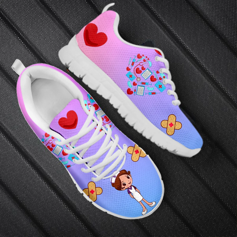 INSTANTARTS Lightweight Sneakers for Hospital Workers Lovely Nurse Healthcare Medical Print Casual Shoes for Women 2023 Zapatos